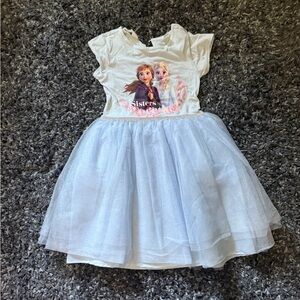 H&M White and Light Blue Frozen Dress